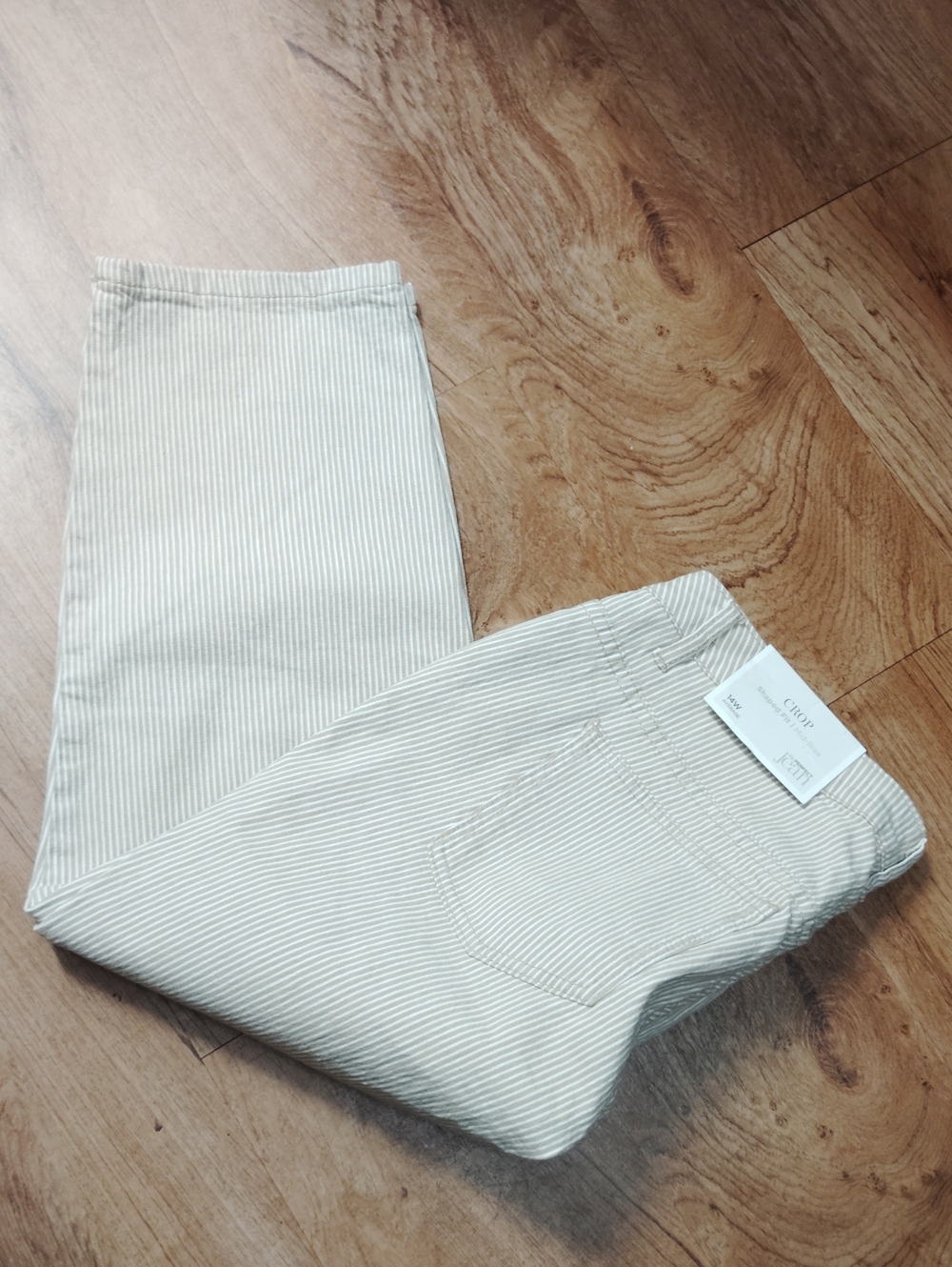 CJ Banks Men's Striped Khaki Chinos in Cream and White